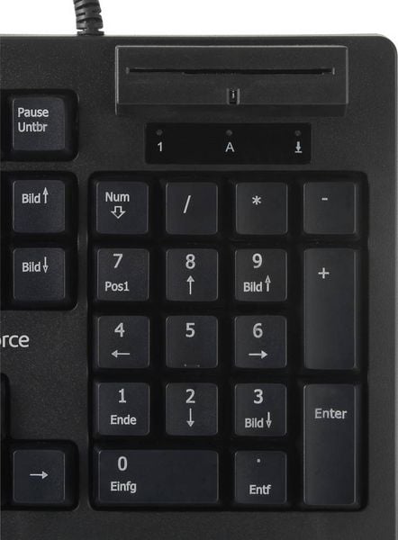 Produktbild: Renkforce RF-CKB-200 USB Tastatur Deutsch, QWERTZ Schwarz Chipkarten-Leser