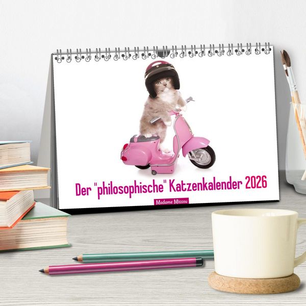 Produktbild: Der "philosophische" Katzenkalender 2026 (Tischkalender 2026 DIN A5 quer), CALVENDO Monatskalender