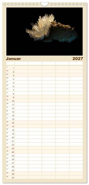 Produktbild: Familienplaner 2027 - MINERALIEN designed by nature mit 5 Spalten (Wandkalender, 21 x 45 cm) CALVENDO