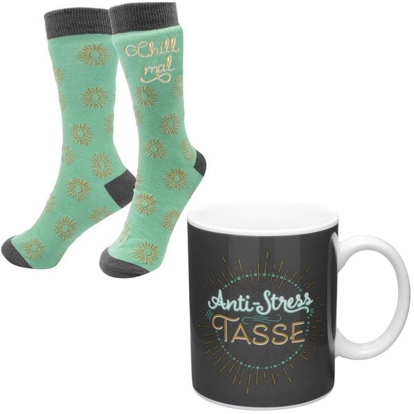 Produktbild: GRUSS & CO 47006 Tassen-Socken-Set Anti-Stress, Geschenkset
