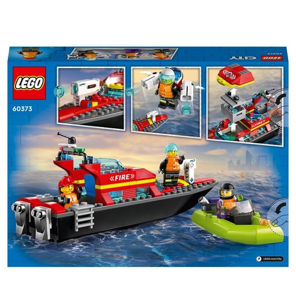 LEGO City 60373 Feuerwehrboot, Boot-Spielzeug das im Wasser schwimmt