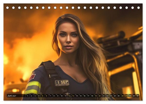 Produktbild: Sexy Feuerwehrfrauen: Hitzige Heldinnen zwischen Lippenstift und L&ouml;scheinsatz (Tischkalender 2027 DIN A5 quer), CALVENDO Monatskalender