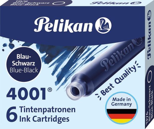 Pelikan Tintenpatronen 4001 6er Set Standard-Patronen, Blau-Schwarz