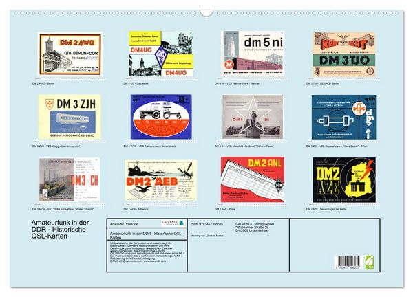 Produktbild: Amateurfunk in der DDR - Historische QSL-Karten (Wandkalender 2026 DIN A2 quer), CALVENDO Monatskalender