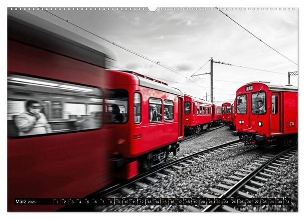 Produktbild: BLITZschnell - Z&uuml;ge und Flugzeuge in Bewegung - Color-Key (hochwertiger Premium Wandkalender 2026 DIN A2 quer), Kunstdruck in Hochglanz