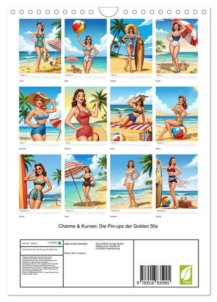 Produktbild: Charme & Kurven: Die Pin-ups der Golden 50s (Wandkalender 2027 DIN A4 hoch), CALVENDO Monatskalender