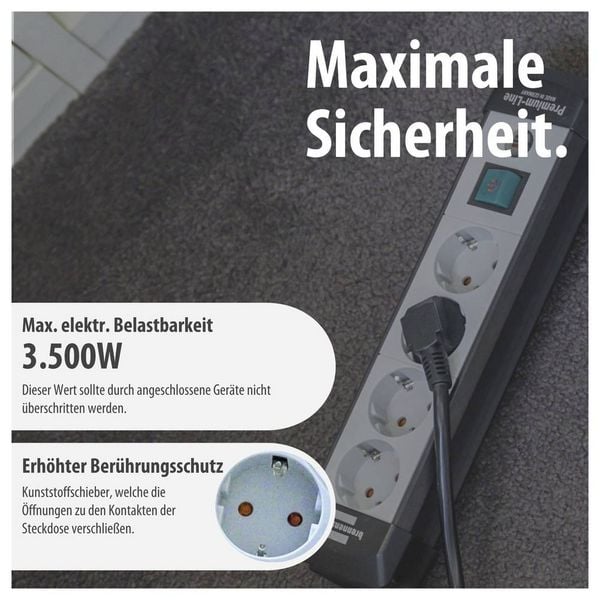 Produktbild: Brennenstuhl 1951540101 Steckdosenleiste mit Schalter 4fach Schwarz, Lichtgrau Schutzkontakt 1 St.
