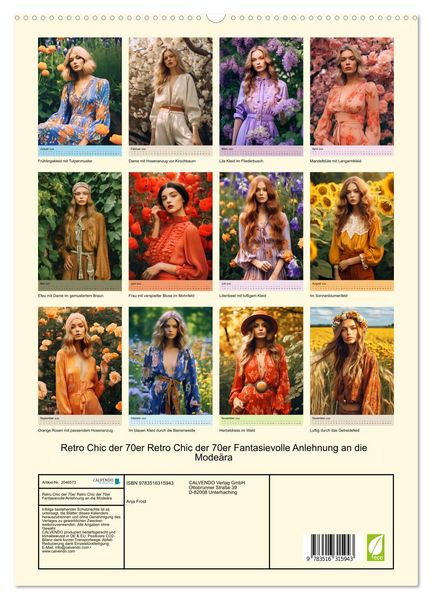 Produktbild: Retro Chic der 70er Retro Chic der 70er Fantasievolle Anlehnung an die Mode&auml;ra (hochwertiger Premium Wandkalender 2026 DIN A2 hoch), Kunstdruck in Hochglanz