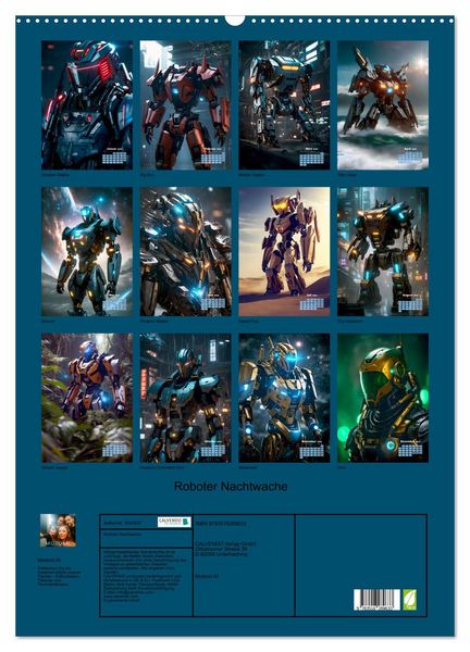 Produktbild: Roboter Nachtwache (Wandkalender 2026 DIN A2 hoch), CALVENDO Monatskalender