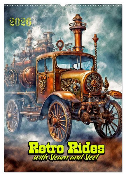 Produktbild: Retro Rides with Steam and Steel (Wall Calendar 2026 DIN A2 portrait), CALVENDO 12 Month Wall Calendar