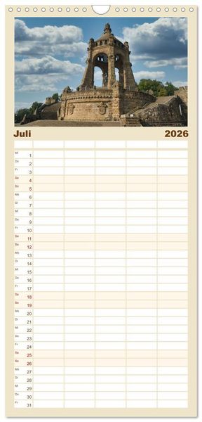 Produktbild: Familienplaner 2026 - Streifzug durch das Weserbergland mit 5 Spalten (Wandkalender, 21 x 45 cm) CALVENDO