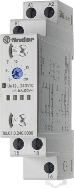 Produktbild: Finder 80.01.0.240.0000T 80.01.0.240.0000T Multifunktions-Zeitschalter 1 St. Zeitbereich: 0.1 - 86400 s 1 Wechsler