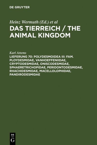 Produktbild: Polydesmoidea III: Fam. Ploydesmidae, Vanhoeffeniidae, Cryptodesmidae, Oniscodesmidae, Sphaeretrichopidae, Peridontodesmidae, Rhachidesmidae, Macellol