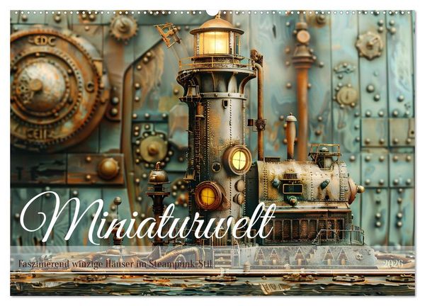 Produktbild: Miniaturwelt Faszinierend winzige H&auml;user im Steampunk-Stil (Wandkalender 2026 DIN A2 quer), CALVENDO Monatskalender