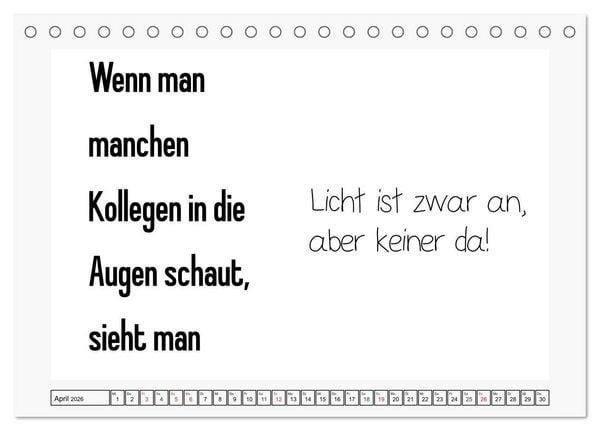 Produktbild: Typo-Kalender f&uuml;r das B&uuml;ro. Sarkasmus und fiese Spr&uuml;che (Tischkalender 2026 DIN A5 quer), CALVENDO Monatskalender