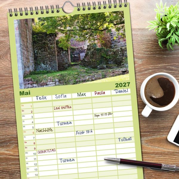 Produktbild: Familienplaner 2027 - Burg Wildenberg mit 5 Spalten (Wandkalender, 21 x 45 cm) CALVENDO