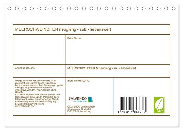 Produktbild: MEERSCHWEINCHEN neugierig - s&uuml;&szlig; - liebenswert (Tischkalender 2026 DIN A5 quer), CALVENDO Monatskalender