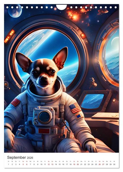 Produktbild: Chihuahua Abenteuer im Weltraum (Wandkalender 2026 DIN A4 hoch), CALVENDO Monatskalender