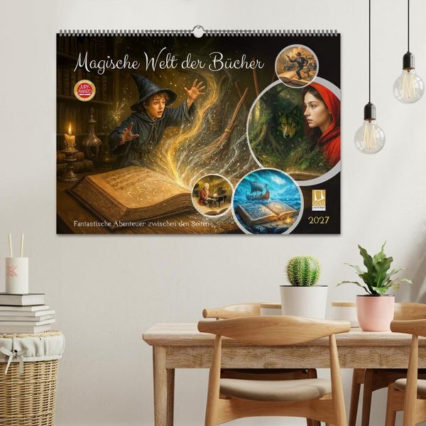 Produktbild: Magische Welt der B&uuml;cher - Fantastische Abenteuer zwischen den Seiten (Wandkalender 2027 DIN A2 quer), CALVENDO Monatskalender