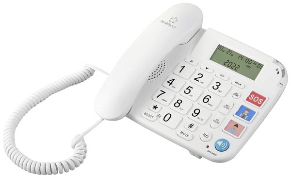 Renkforce RF-DP-400 Schnurgebundenes Seniorentelefon Freisprechen LC-Display Weiß