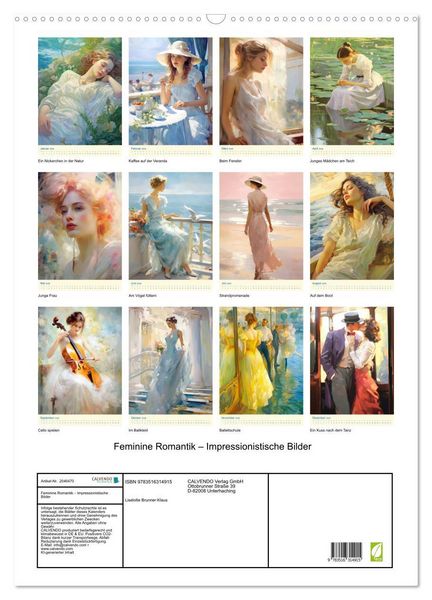 Produktbild: Feminine Romantik &ndash; Impressionistische Bilder (Wandkalender 2026 DIN A2 hoch), CALVENDO Monatskalender