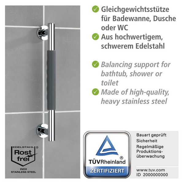 Produktbild: Edelstahl Wandhaltegriff Mod. Secura 40,5 cm, Bad-Sicherheitsgriff, belastbar bis 120 kg