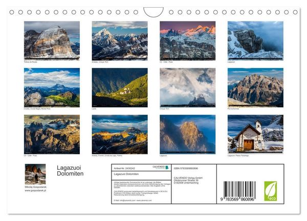 Produktbild: Lagazuoi Dolomiten (Wandkalender 2027 DIN A4 quer), CALVENDO Monatskalender