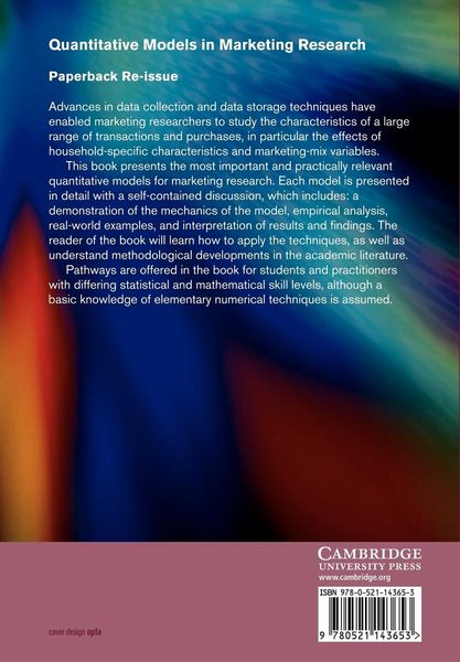 Produktbild: Quantitative Models in Marketing Research