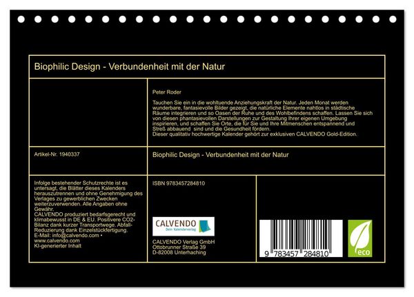 Produktbild: Biophilic Design - Verbundenheit mit der Natur (Tischkalender 2026 DIN A5 quer), CALVENDO Monatskalender