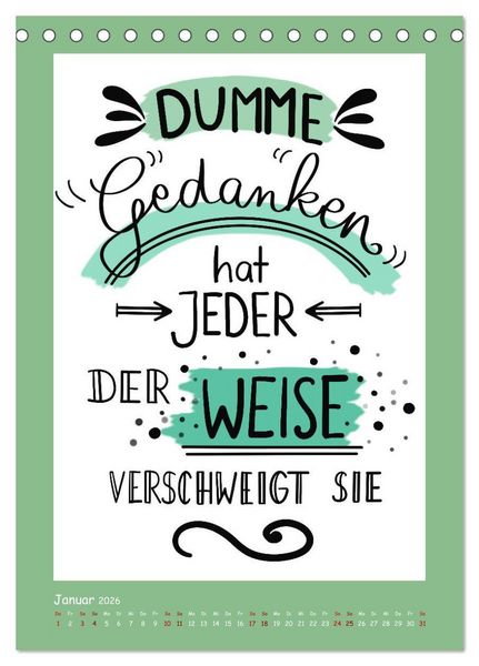 Produktbild: Nachgedacht-Spr&uuml;che und Zitate (Tischkalender 2026 DIN A5 hoch), CALVENDO Monatskalender