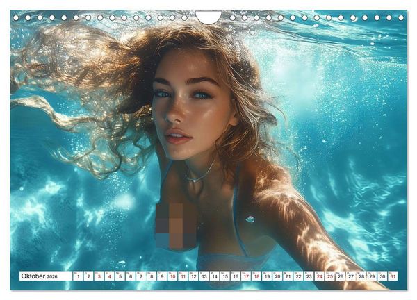 Produktbild: Aqua Desire &ndash; KI-Sch&ouml;nheiten unter Wasser (Wandkalender 2026 DIN A4 quer), CALVENDO Monatskalender