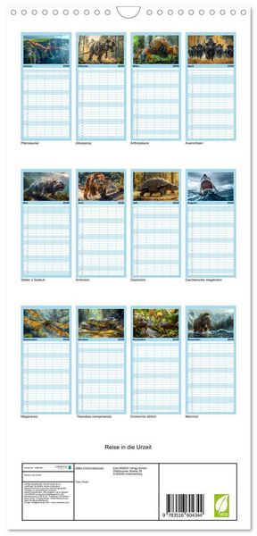 Produktbild: Familienplaner 2026 - Reise in die Urzeit mit 5 Spalten (Wandkalender, 21 x 45 cm) CALVENDO