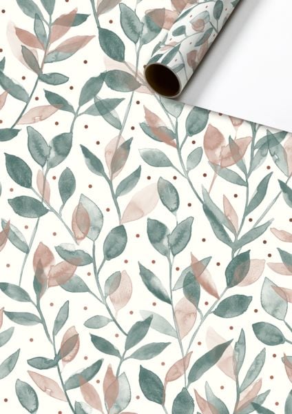 Produktbild: Geschenkpapier &bdquo;Merrit&ldquo; | 70 cm &times; 2 m, 80 g/m&sup2;, wei&szlig;/salbei