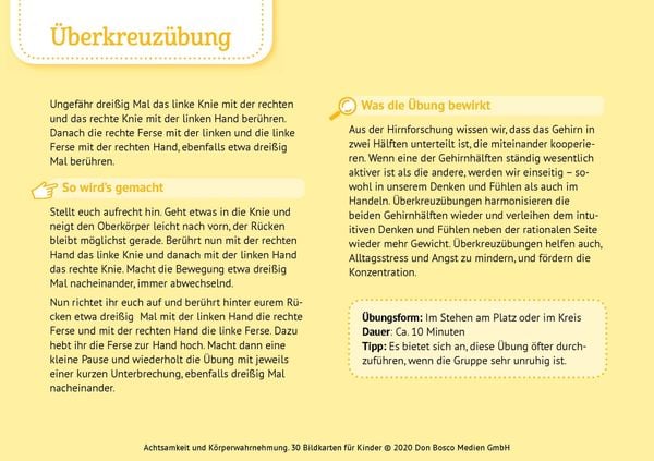 Produktbild: Achtsamkeit und K&ouml;rperwahrnehmung. 30 Bildkarten f&uuml;r Kinder