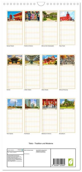 Produktbild: Familienplaner 2027 - Tokio - Tradition und Moderne mit 5 Spalten (Wandkalender, 21 x 45 cm) CALVENDO