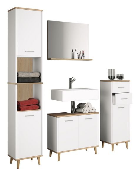 Produktbild: 4-tlg. Komplett Badm&ouml;bel Badschrank Set Landos l