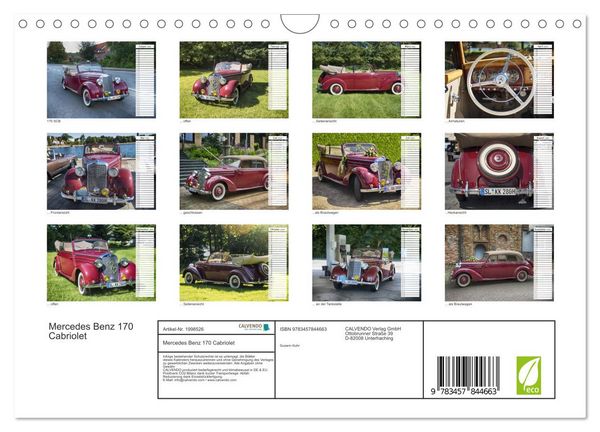 Produktbild: Mercedes Benz 170 Cabriolet (Wandkalender 2026 DIN A4 quer), CALVENDO Monatskalender