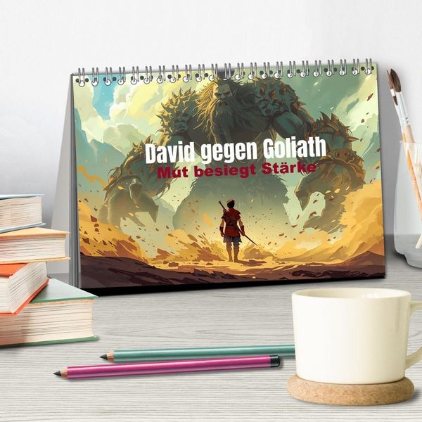 Produktbild: David gegen Goliath &ndash; Mut besiegt St&auml;rke (Tischkalender 2027 DIN A5 quer), CALVENDO Monatskalender