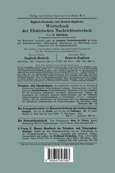 Produktbild: Die Stromversorgung von Fernmelde-Anlagen