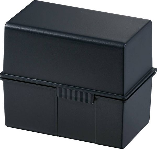 Produktbild: HAN 977-13 Karteibox Schwarz max. Anzahl der Karten: 300 Karten DIN A7 quer Stahlscharnier, Deckel als zus&auml;tzlicher Trog nutzbar