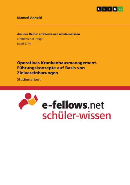 Produktbild: Operatives Krankenhausmanagement. F&uuml;hrungskonzepte auf Basis von Zielvereinbarungen