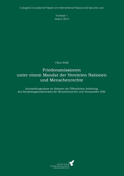 Produktbild: Friedensmissionen unter einem Mandat der Vereinten Nationen und Menschenrechte