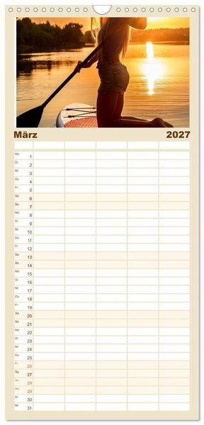 Produktbild: Familienplaner 2027 - Im Fluss der Zeit &ndash; SUP-Momente zum Durchatmen mit 5 Spalten (Wandkalender, 21 x 45 cm) CALVENDO
