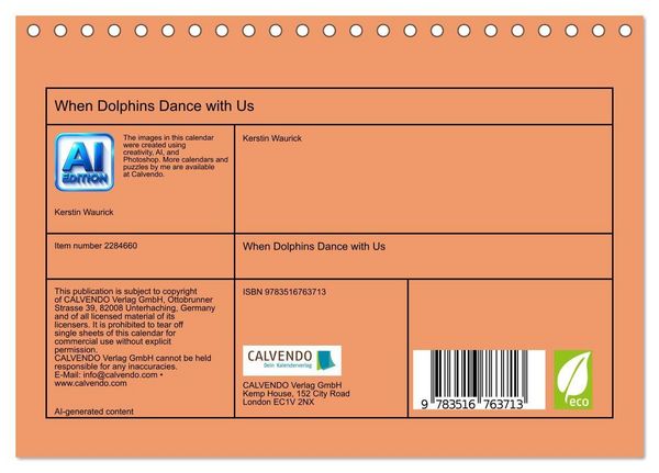 Produktbild: When Dolphins Dance with Us (Desk Calendar 2027 DIN A5 landscape), CALVENDO 12 Month DeskCalendar