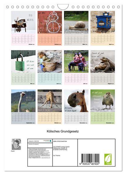 Produktbild: K&ouml;lsches Grundgesetz (Wandkalender 2026 DIN A4 hoch), CALVENDO Monatskalender