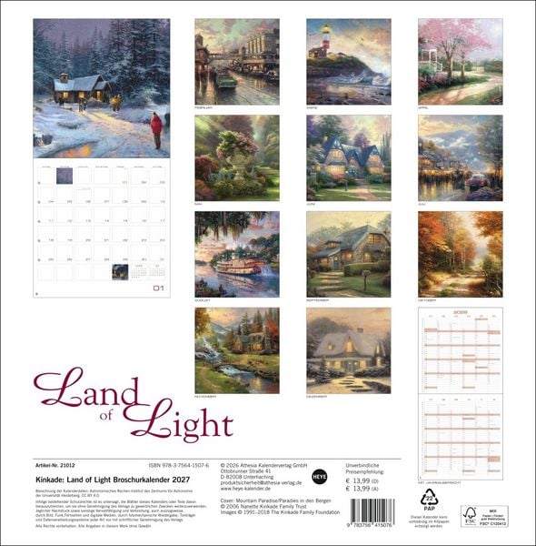 Produktbild: Thomas Kinkade: Land of Light Broschurkalender 2027
