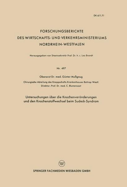 Produktbild: Untersuchungen &uuml;ber die Knochenver&auml;nderungen und den Knochenstoffwechsel beim Sudeck-Syndrom