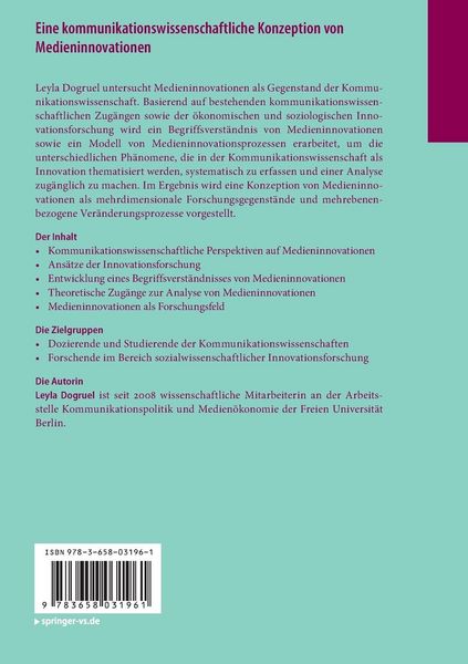 Produktbild: Eine kommunikationswissenschaftliche Konzeption von Medieninnovationen