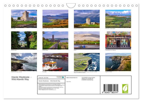 Produktbild: Irlands Westk&uuml;ste - Wild Atlantik Way (Wandkalender 2026 DIN A4 quer), CALVENDO Monatskalender