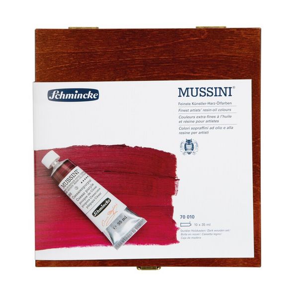 Produktbild: Schmincke Mussini &Ouml;lfarbe, Holzkasten, 10 x 35 ml Tuben